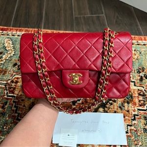 SOLD**Chanel Classic Vintage Red Small Double Flap Bag